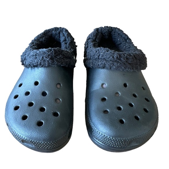 CROCS Clogs Black Classic Fleece Lined Slip On Junior Shoes Size 3 - Picture 3 of 6